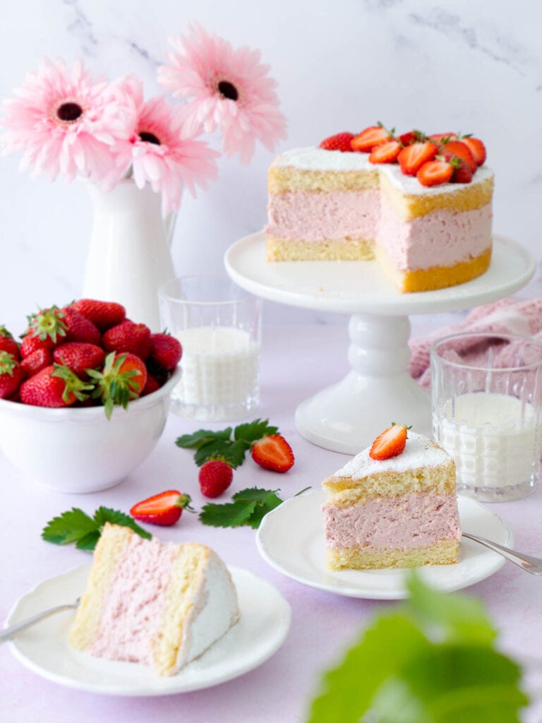 Dinkel Erdbeer-Käsesahne-Torte ohne Gelatine