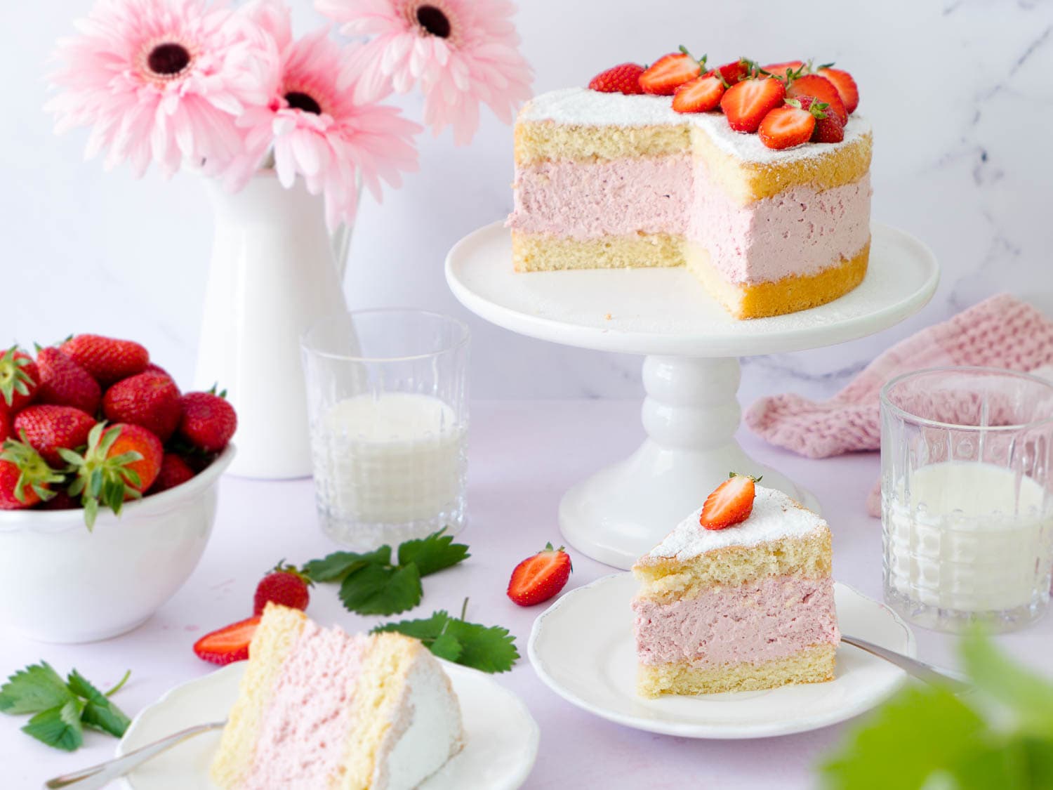Dinkel Erdbeer-Käsesahne-Torte ohne Gelatine