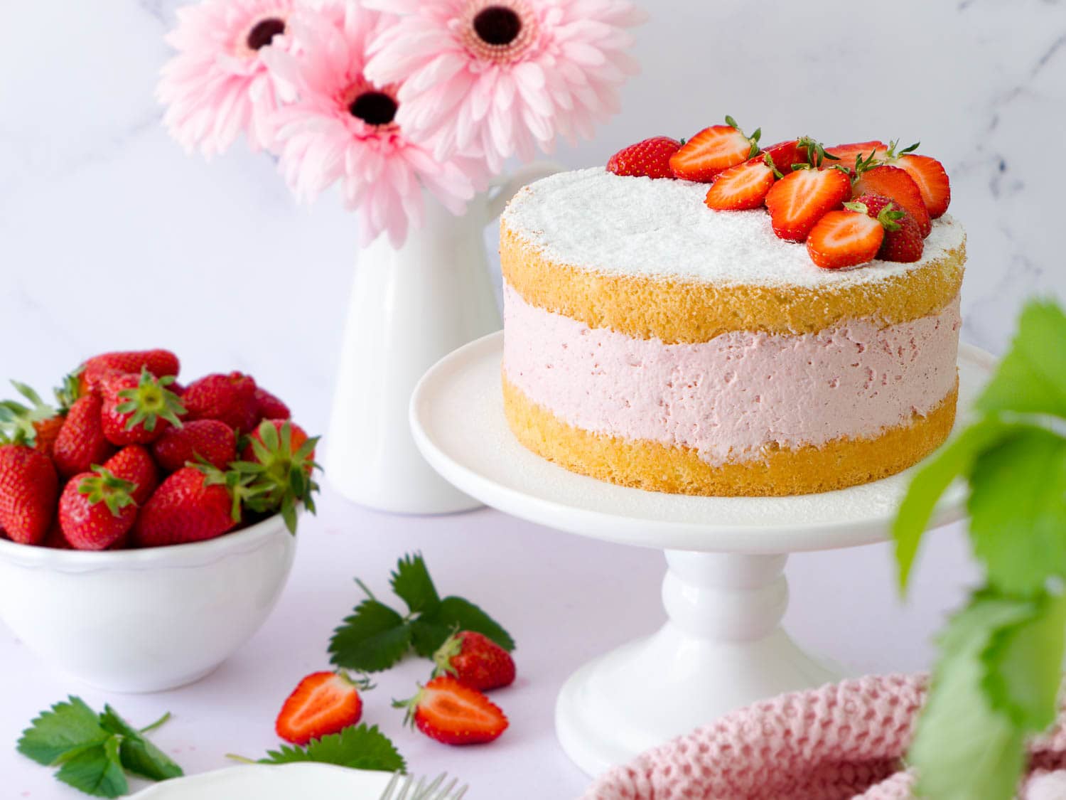 Dinkel Erdbeer-Käsesahne-Torte ohne Gelatine