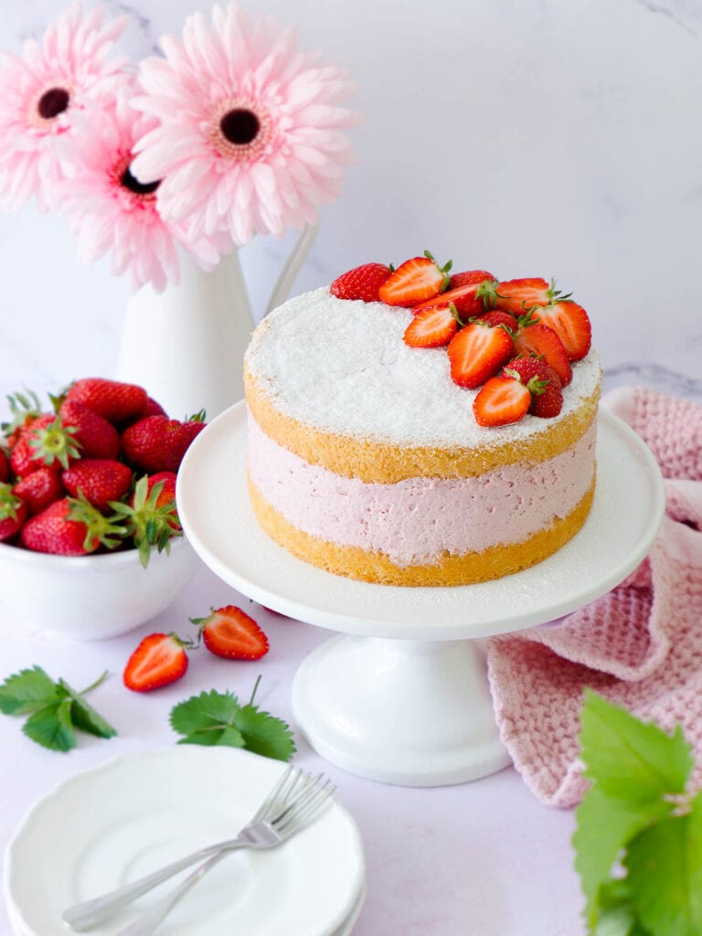 Dinkel Erdbeer-Käsesahne-Torte ohne Gelatine