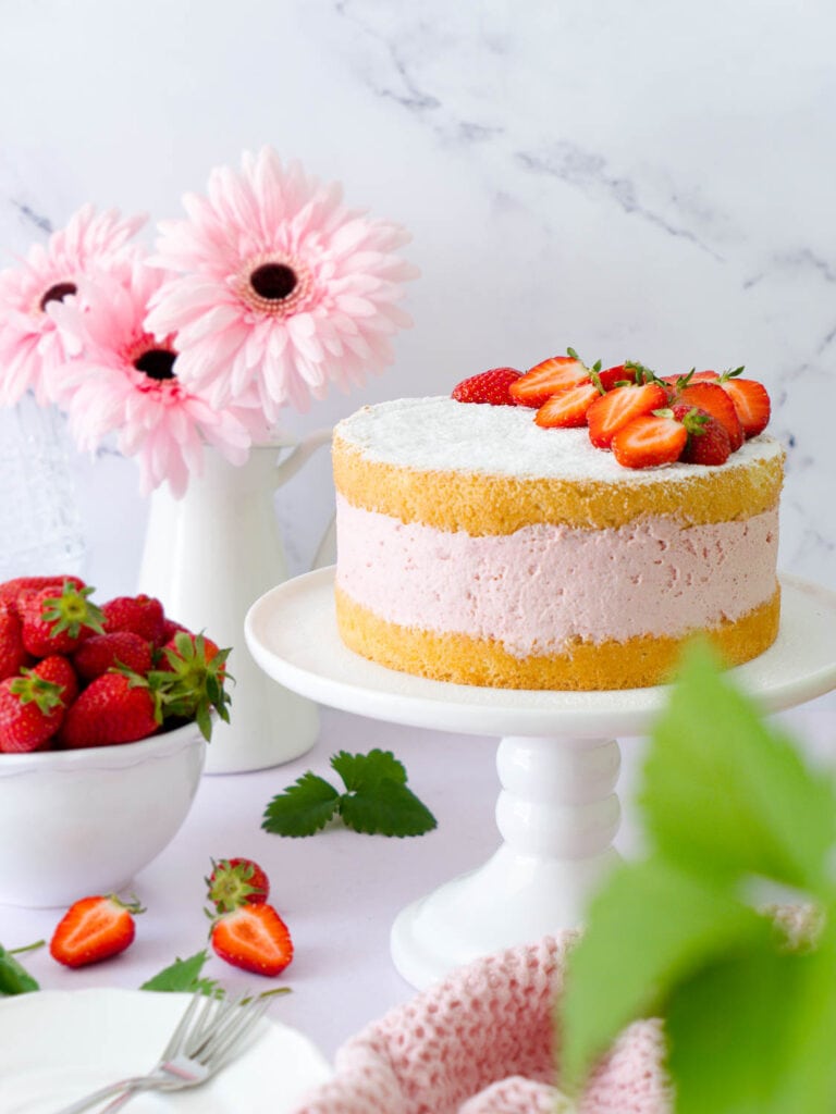 Dinkel Erdbeer-Käsesahne-Torte ohne Gelatine