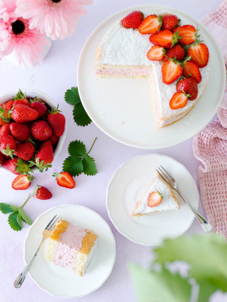 Dinkel Erdbeer-Käsesahne-Torte ohne Gelatine