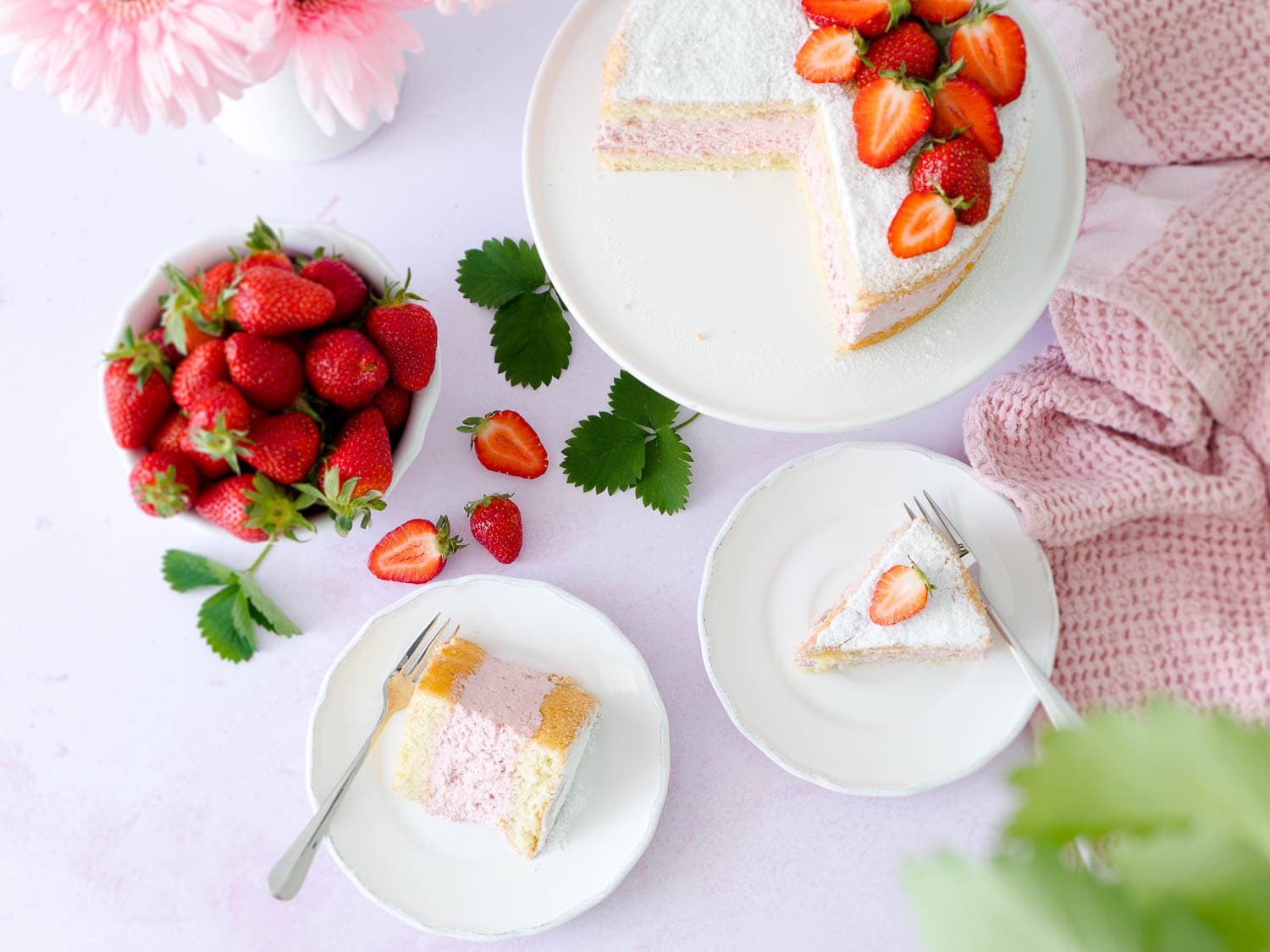 Dinkel Erdbeer-Käsesahne-Torte ohne Gelatine