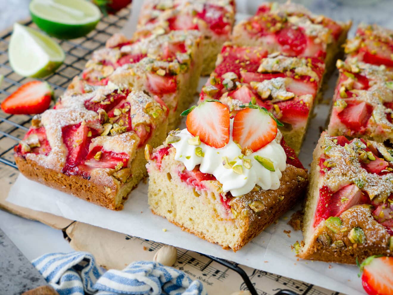 Dinkel Erdbeer-Limettenkuchen mit Vanillesahne - Dinkelliebe