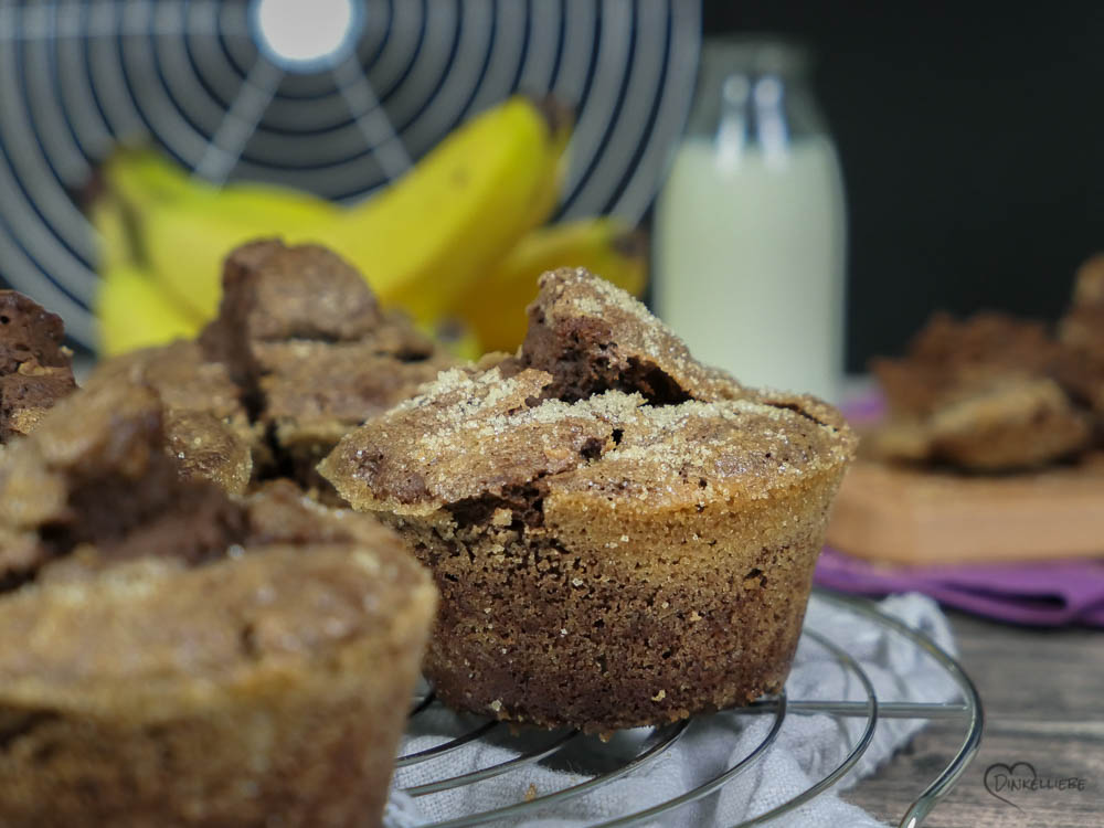 Karamellisierte Bananen-Schoko-Kaffee-Muffins mit Walnüssen - Dinkelliebe