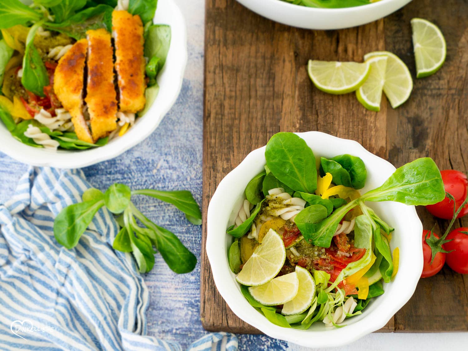 Leichter, bunter Nudelsalat mit Limette
