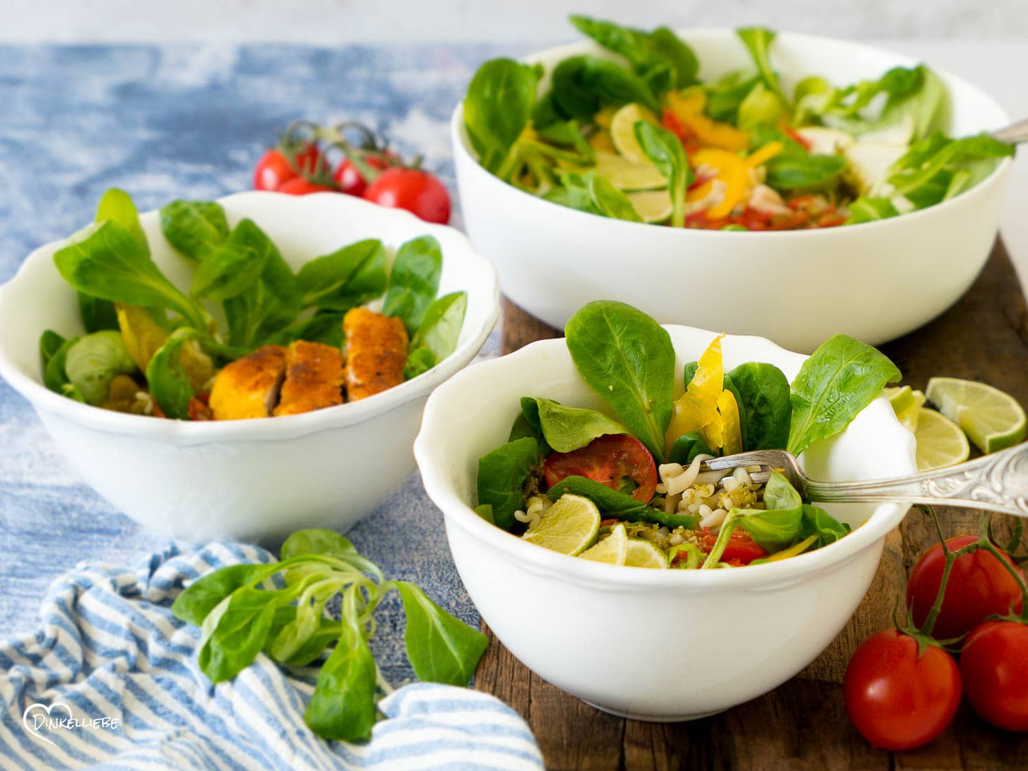Leichter, bunter Nudelsalat mit Limette
