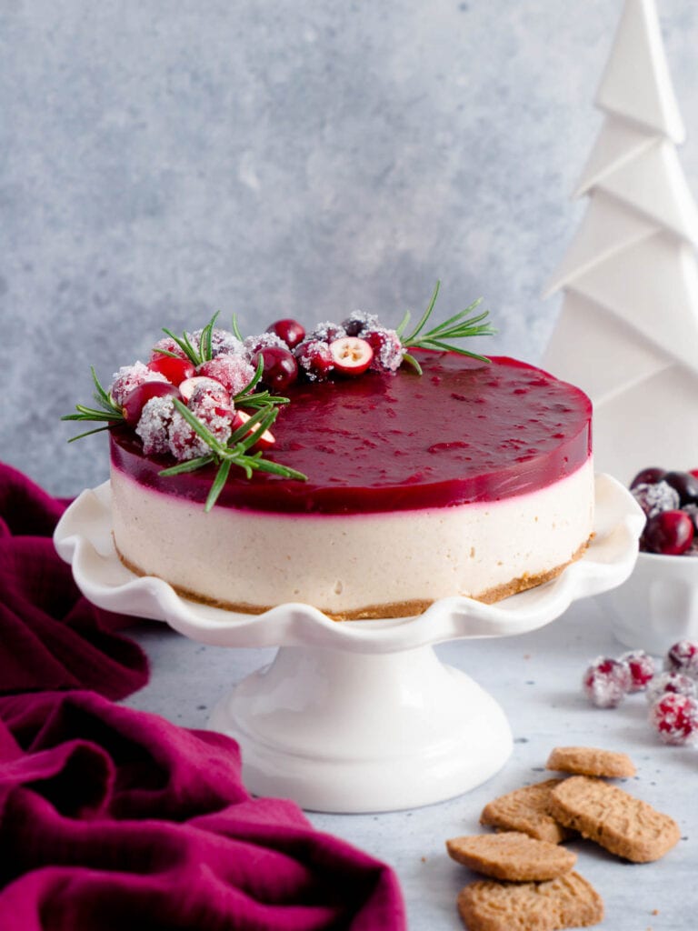 No Bake Dinkel Spekulatius-Cranberry-Cheesecake