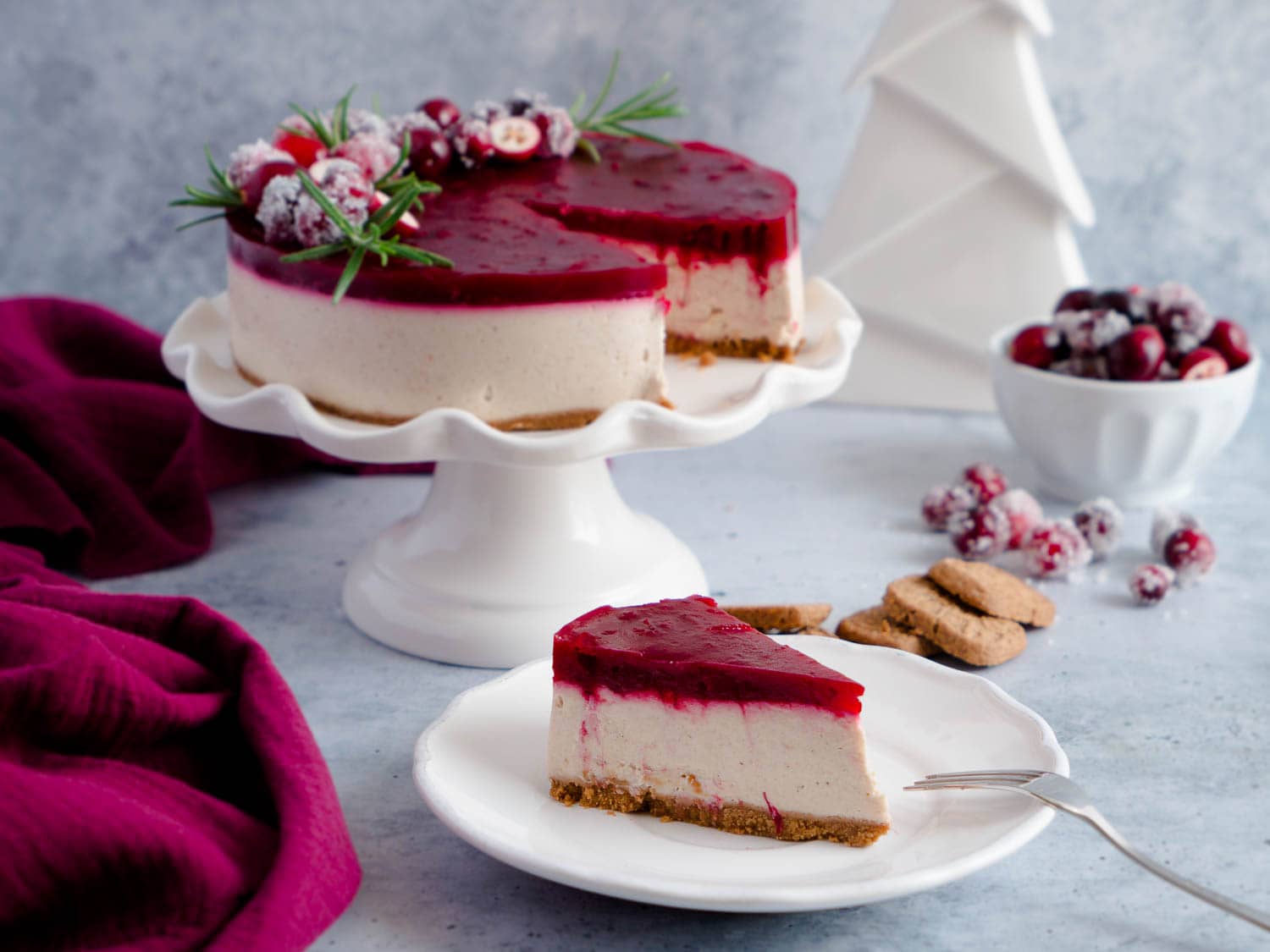 No Bake Dinkel Spekulatius-Cranberry-Cheesecake