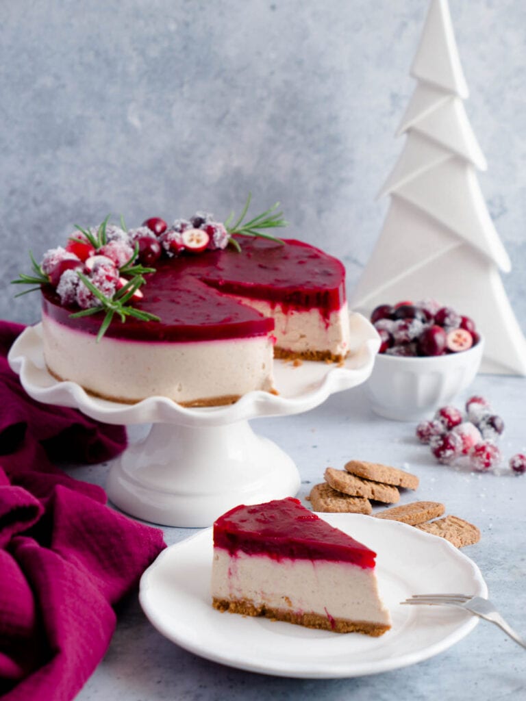 No Bake Dinkel Spekulatius-Cranberry-Cheesecake
