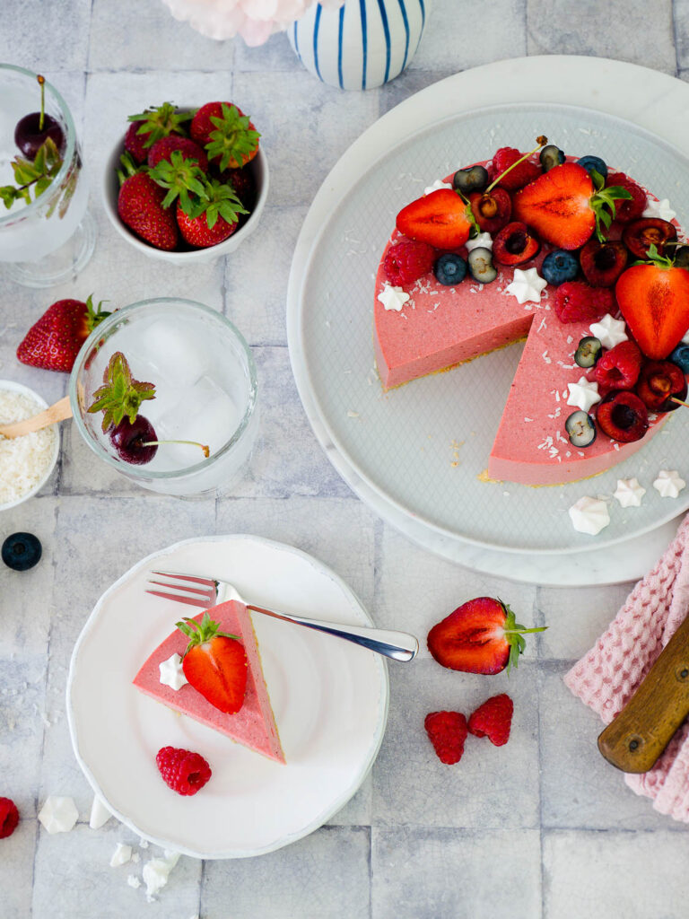 No Bake Erdbeer-Mousse-Torte ohne Gelatine