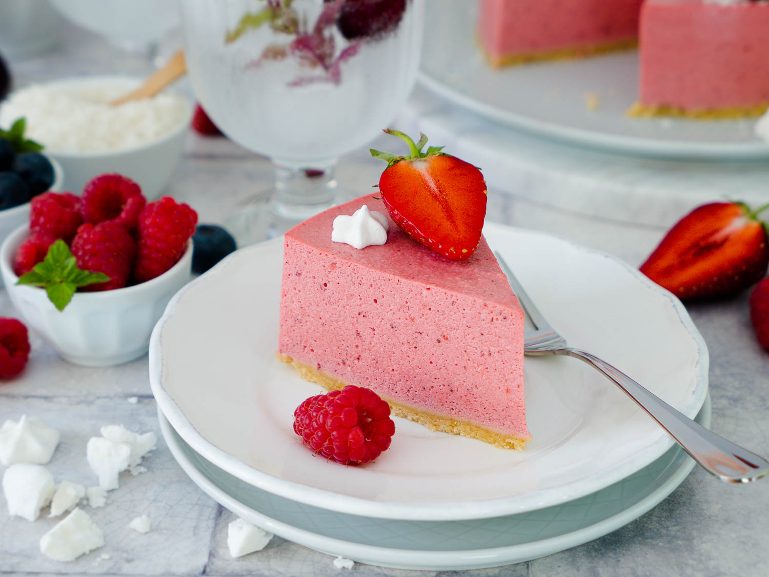 No Bake Erdbeer-Mousse-Torte ohne Gelatine