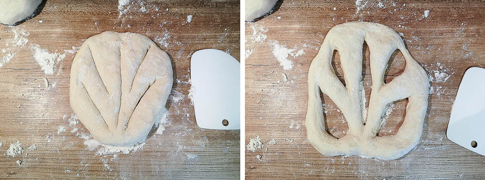 No Knead Fougasse Teigbearbeitung