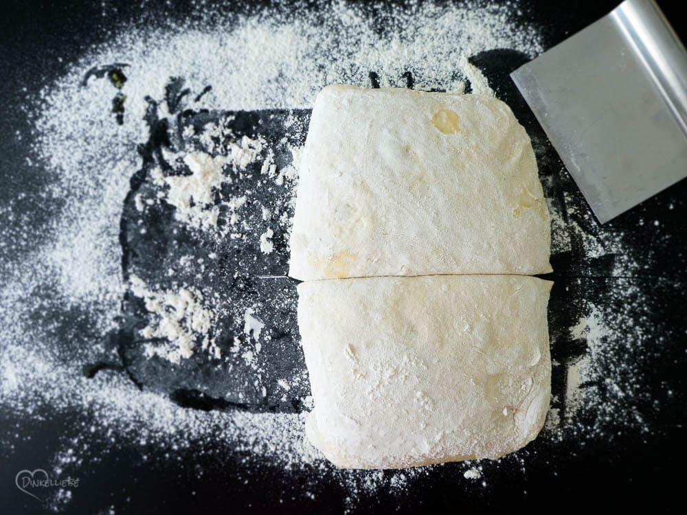 No Knead Sauerteig Ciabatta Teigbearbeitung
