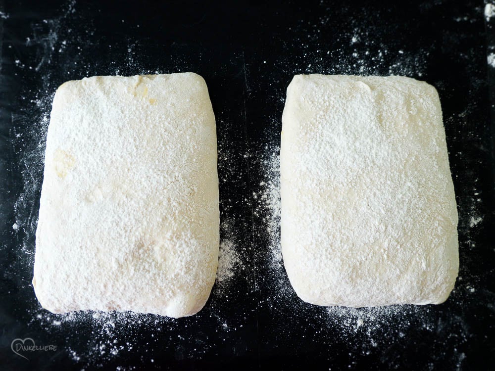 No Knead Sauerteig Ciabatta Teigbearbeitung
