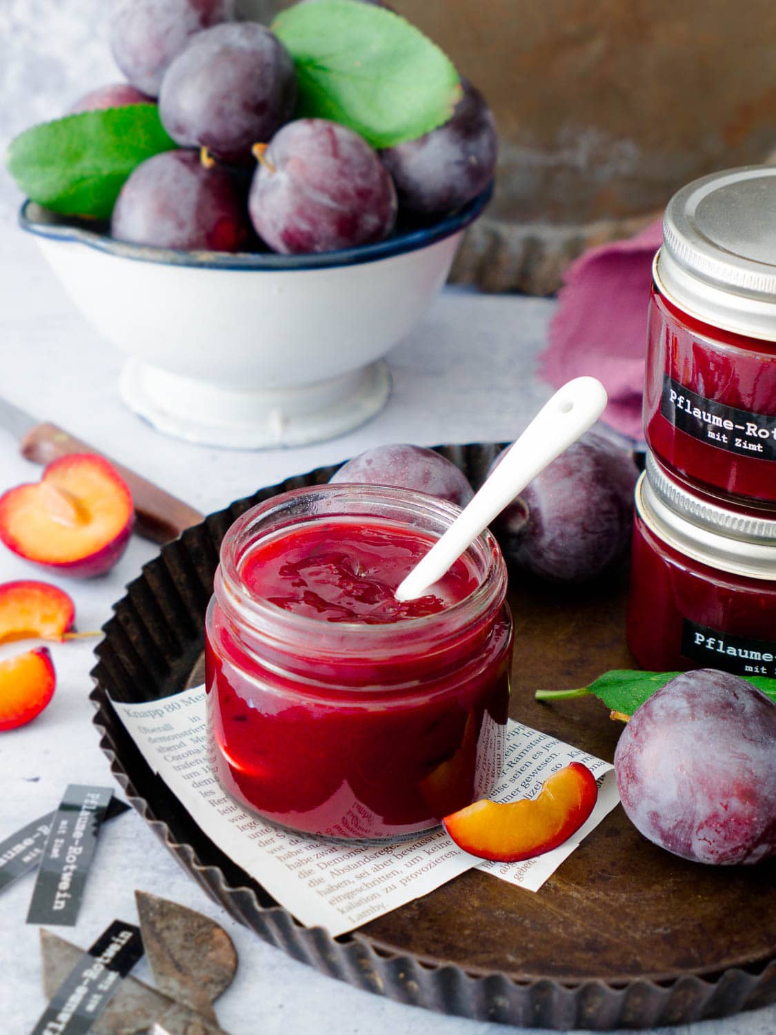 Pflaumen-Rotwein Marmelade mit Zimt - Dinkelliebe