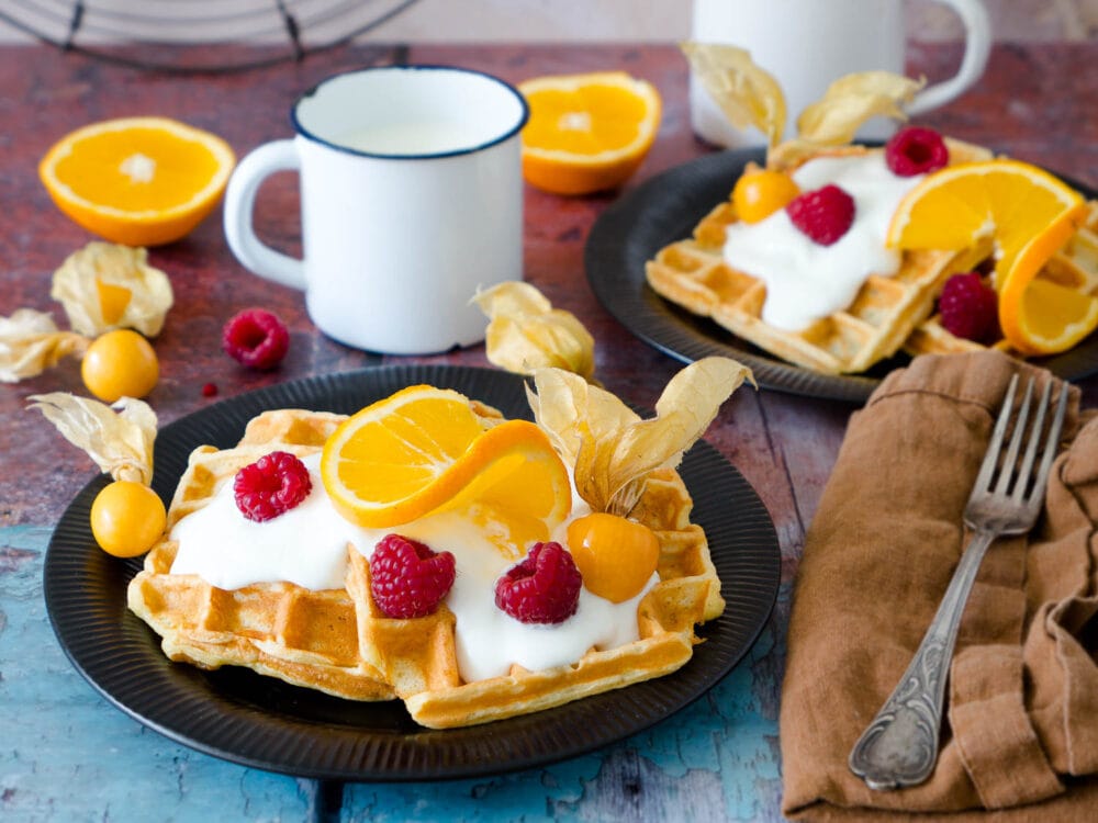 Protein Käsekuchen-Waffeln