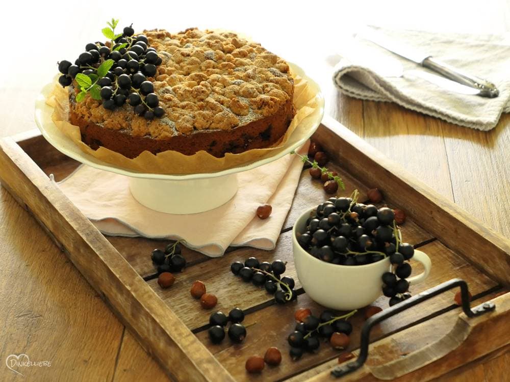 Rustikaler Johannisbeer-Haselnuss-Streuselkuchen
