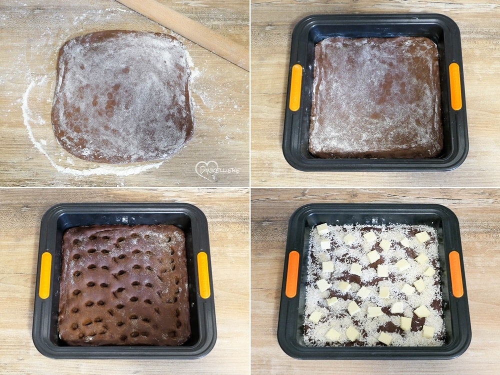 Schoko-Kokos-Butterkuchen Teigbearbeitung