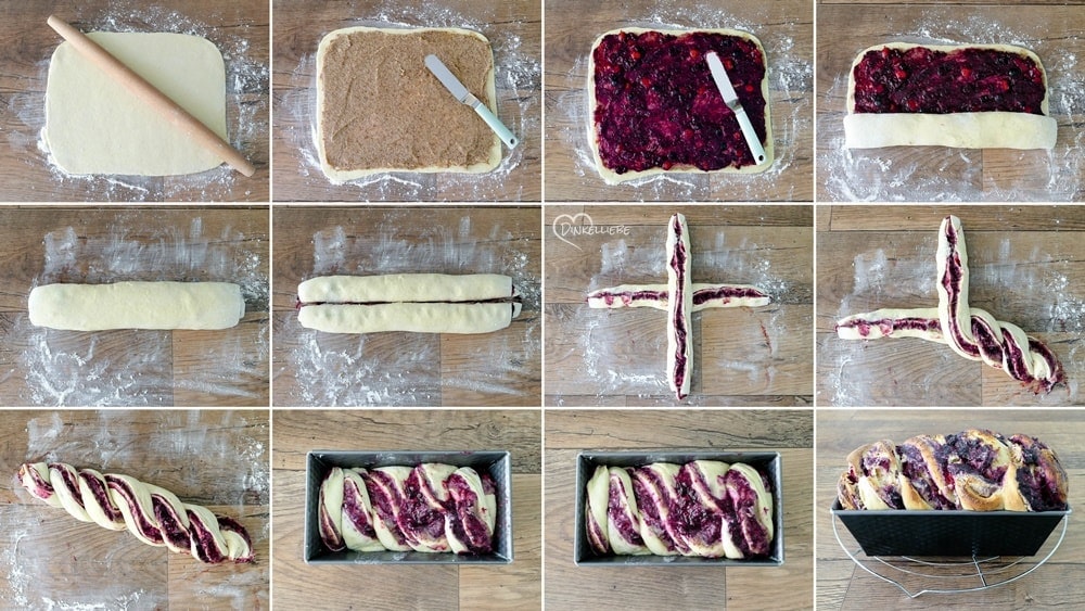 Sommerliche Limetten-Babka mit Beeren-Mandel-Füllung Teigbearbeitung