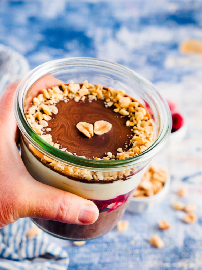 Vegane Schoko-Erdnuss-Proats - Einfaches Rezept für gesundes und proteinreiches Frühstück to go